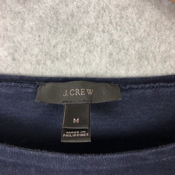 J Crew Cotton Striped 3/4 Tee Shirt Navy Blue Size Medium - Picture 3 of 4